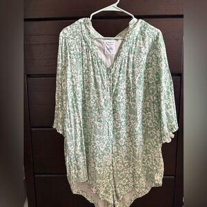 Lokai Green Floral 3/4 Sleeve Blouse